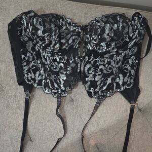 Savage X Fenty Black and Silver Lace Bra